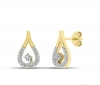 Two-Tone Diamond Drop Earrings with 0.12 CTS diamonds and 18K gold